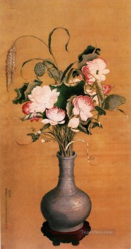 モダンな装飾の花 Painting - ラング輝く花古い中国のインク ジュゼッペ カスティリオーネの花の装飾